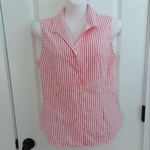Anne Klein easy care sleeveless shirt. Dark pink and white pin…
